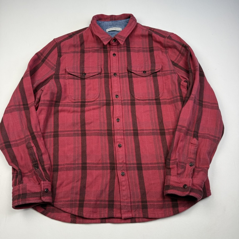Outerknown Blanket Shirt Mens 2XL Red Plaid Flannel Long Sleeve Button Up Casual